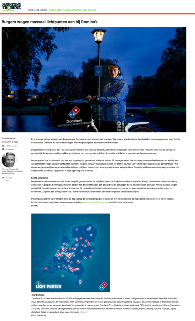 screenshot artikel domino's lichtpunten marketingtribune