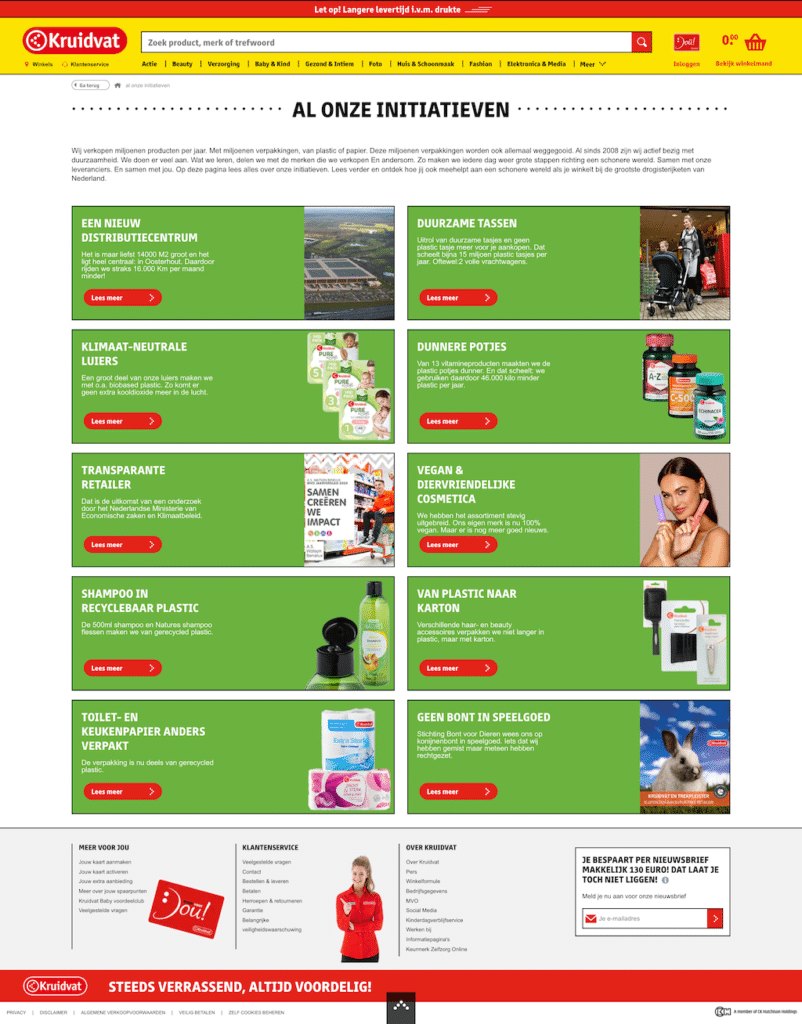 Kruidvat MVO pagina met initiatieven