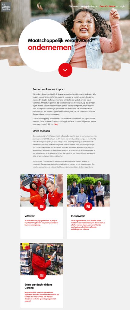 Werken bij AS Watson homepagina