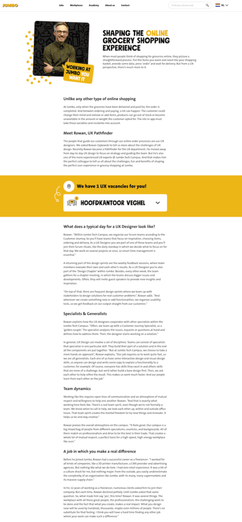 Artikel over UX design op de Jumbo Tech Campus