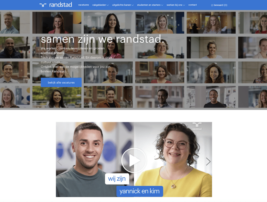Samen zijn we Randstad Homepage